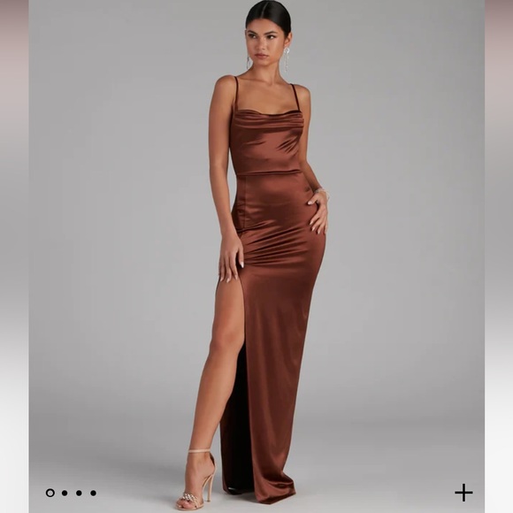 Windsor Dresses & Skirts - Windsor Lola High Slit Satin Formal Dress